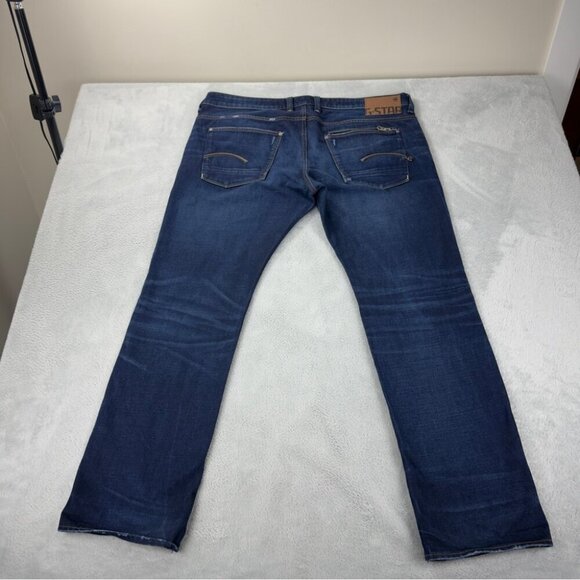 G-Star Men's Sz 42x31 Attacc Low Straight Leg Jeans Button Fly Dark Indigo Blue - Picture 6 of 14